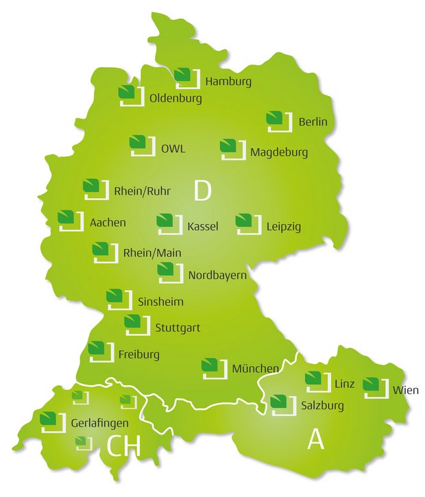 Landkarte Element-Green Partner-Netzwerk